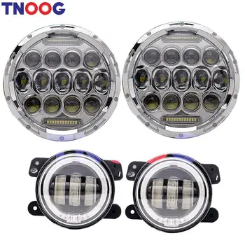 

2PCS 7Inch chrome Projector Led Round Headlights Hi/Lo Beam DRL + Pair 4Inch Front Bumper Fog Lights 2007-2017 For Jeep Wrangler