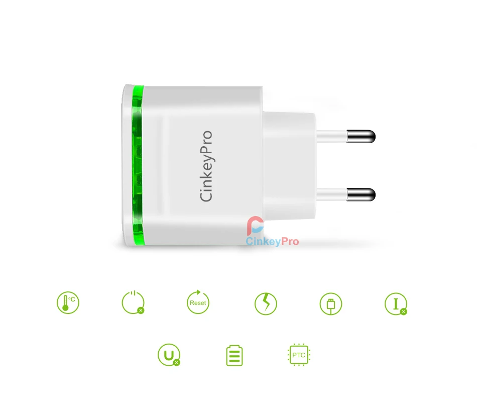 Cinkeypro 4 Порты USB Зарядное устройство для iPhone iPad Samung свет ЕС Plug 5 В 4A сетевой адаптер мобильный телефон универсальная зарядка