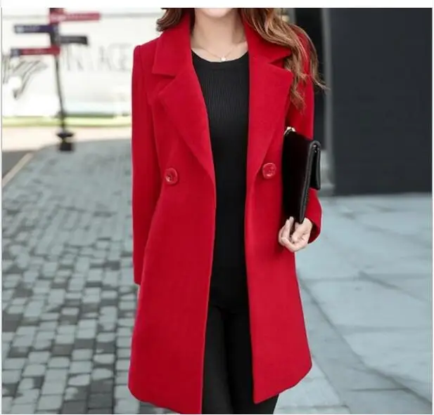 Plus Size 5XL Double Breasted black red Long Jacket Female Coats Blazer Feminino Long Sleeve Women Suit Jackets Office Blazers - Цвет: Красный