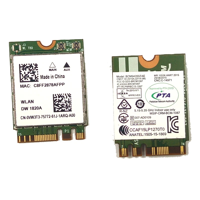 DW1820A BCM94350ZAE BCM9450Z беспроводной модуль+ 4,1 bluetooth NGFF M.2 802.11AC 867 M 2,4G+ 5G поддержка DELL ASUS acer sony ноутбуки