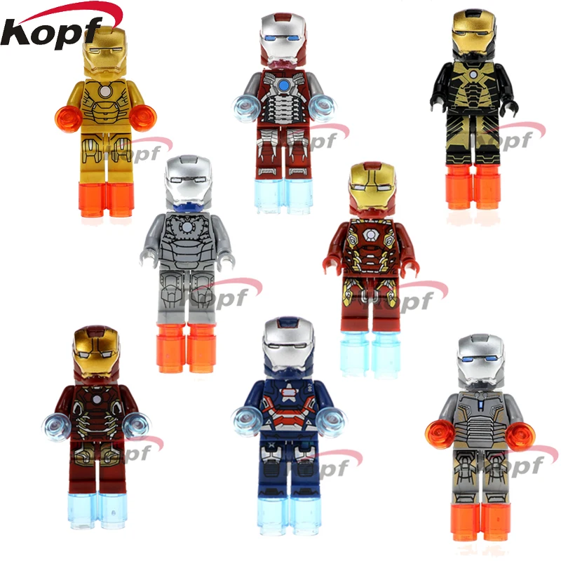 

Single Sale Super Heroes Iron Man Patriot Ironman Mark 21 5 41 2 45 40 43 Bricks Building Blocks Children Gift Toys XH 027-034