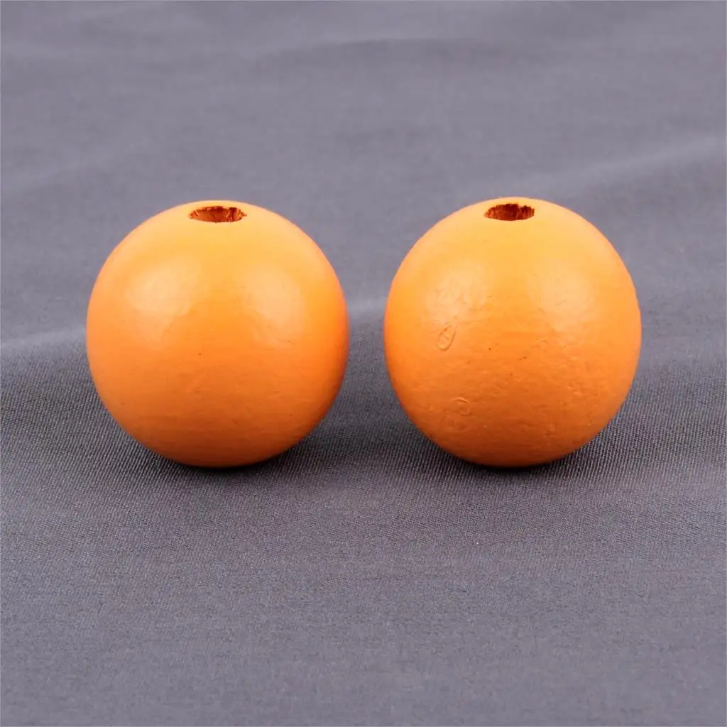 15 шт 20 мм цветные круглые бусины с двумя отверстиями оптом деревянные аксессуары деревянный шар для изготовления ювелирных изделий своими руками - Цвет: orange