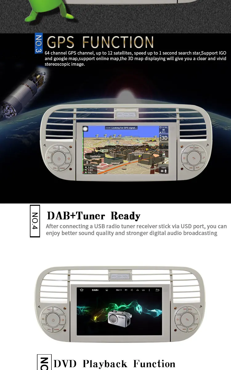 Flash Deal JDASTON 1 Din Android 8.0 Car Radio For Fiat 500 Abarth 2007 2008 2009-2015 Multimedia GPS Navigation Canbus Autoaudio Stereo 3