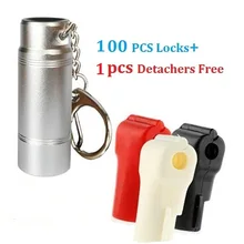 shipping100pcs/лот EAS Противокражные стоп замка для розничной торговли дисплейная ловушка на сотовые телефоны и аксессуары стержень и колышек для блокировки+ 1 шт ключ съемник для радиочастотных противокражных бирок