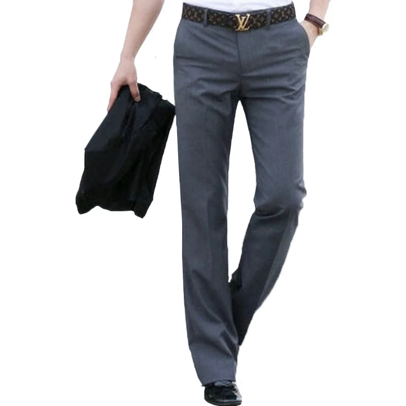 2018 New Men's Flared Trousers Formal Pants Bell Bottom Pant Dance White Suit Pants Size 28-30 31 32 33 34 35 36 37