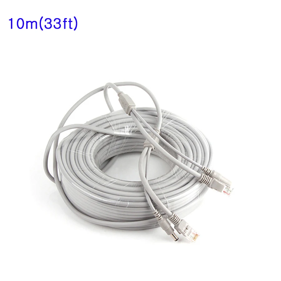 Сетевой кабель для камеры видеонаблюдения 10 м 33 фута RJ45 + источник постоянного