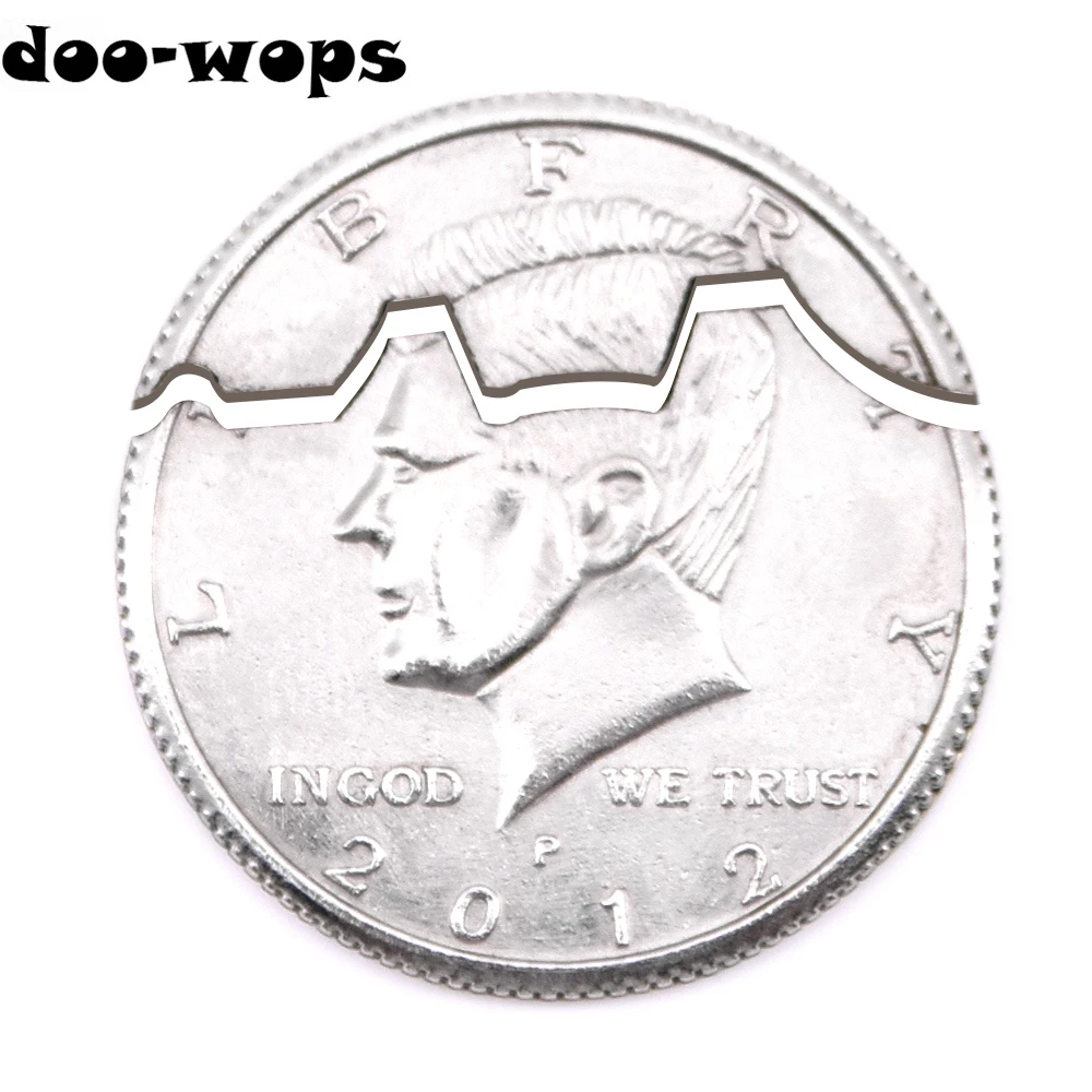 2pcs Bite Coin (US Half Dollar Copy Coin) Magic Tricks Folding Bite Out