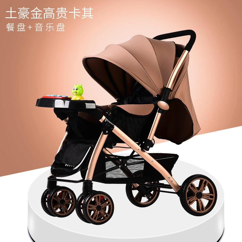 

Two way push baby stroller seated reclining lightweight folding 0/1-3 year old baby child simple portable child cart with music