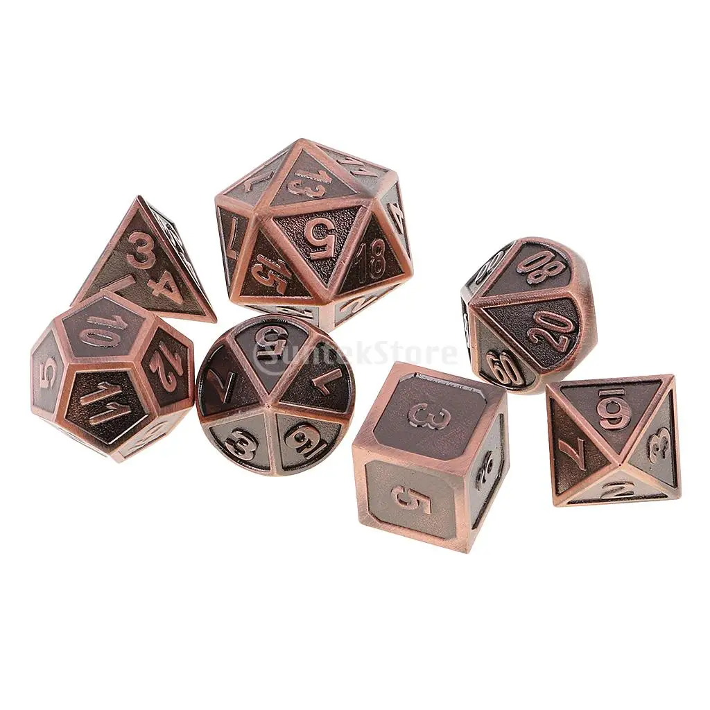 7 pieces Metal Polyhedral Dice for Dungeons & Dragons Dice Table Games RPG MTG+Dice Cup #4