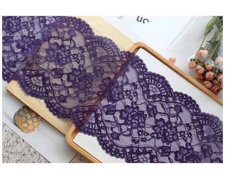 

2 yards Purple Pattern of roses Elastic lace Fabric DIY african lace fabric trim Underwear making cloth decorate accessories