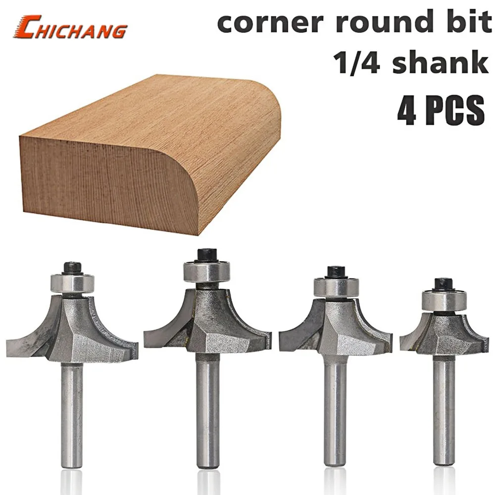 4pc 1 4 Shank Round Over font b Router b font Bits for wood Woodworking Tool