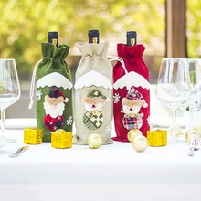 

1PC Christmas Decorations for Home Santa Claus Wine Bottle Bags 3D Snowman Gifts Xmas Home Dinner Party Table Decors navidad
