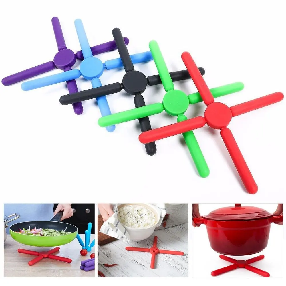 

1PC Non-slip Foldable Silicone Trivets, Collapsible Cross Design Silicone Trivets in Cute Colors, Silicone Pot Holder