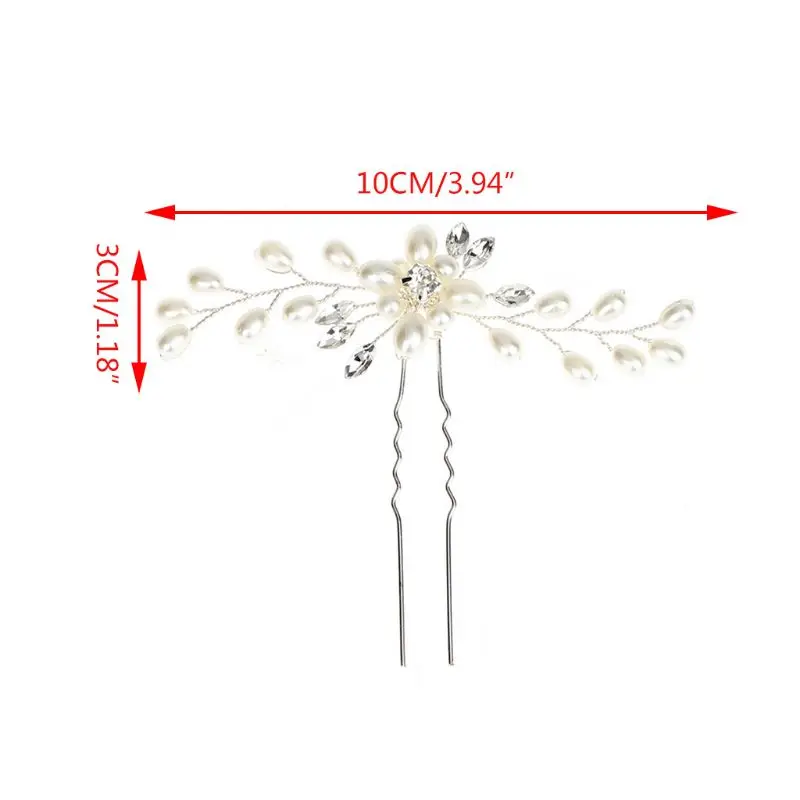 Женские свадебные зажимы для волос боковая расческа металлическая декоративная u-образная заколка Имитация Жемчуга Цветок винтажное