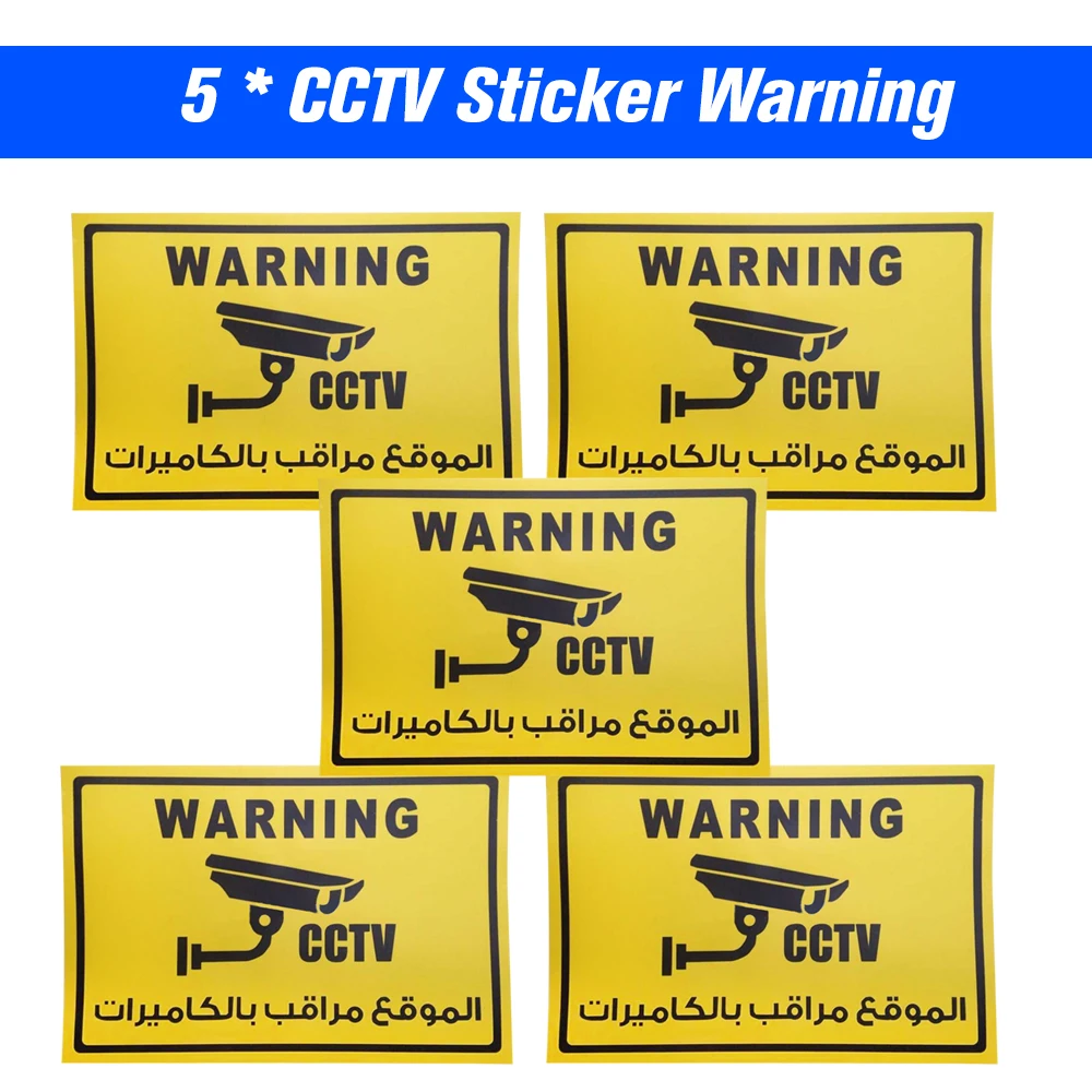 5pcs/lot Arab Arabic Warning & Safety Signs Safurance Waterproof CCTV