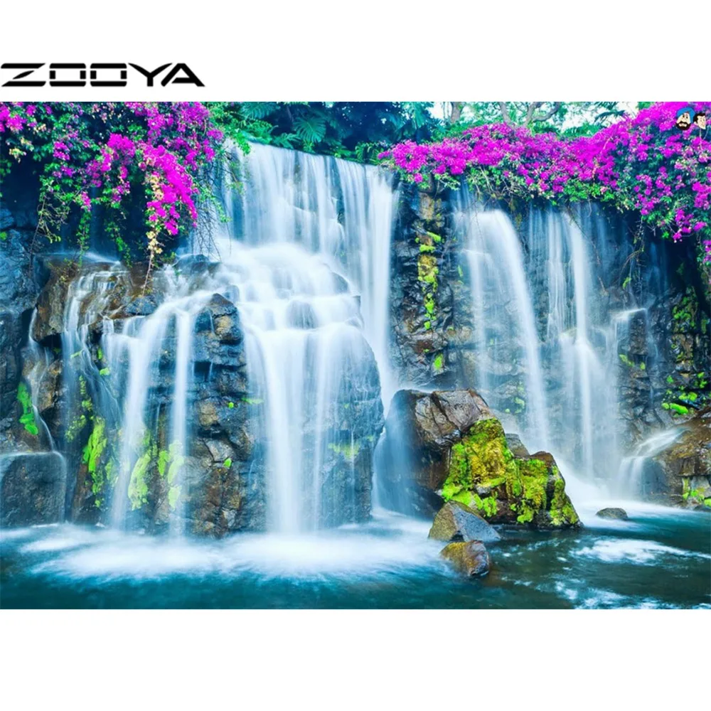 

ZOOYA Needlework Diamond Embroidery 3d Diamonds Painting Cross-Stitch Landscape Waterfall Pictures Of Rhinestones Gifts RF1023
