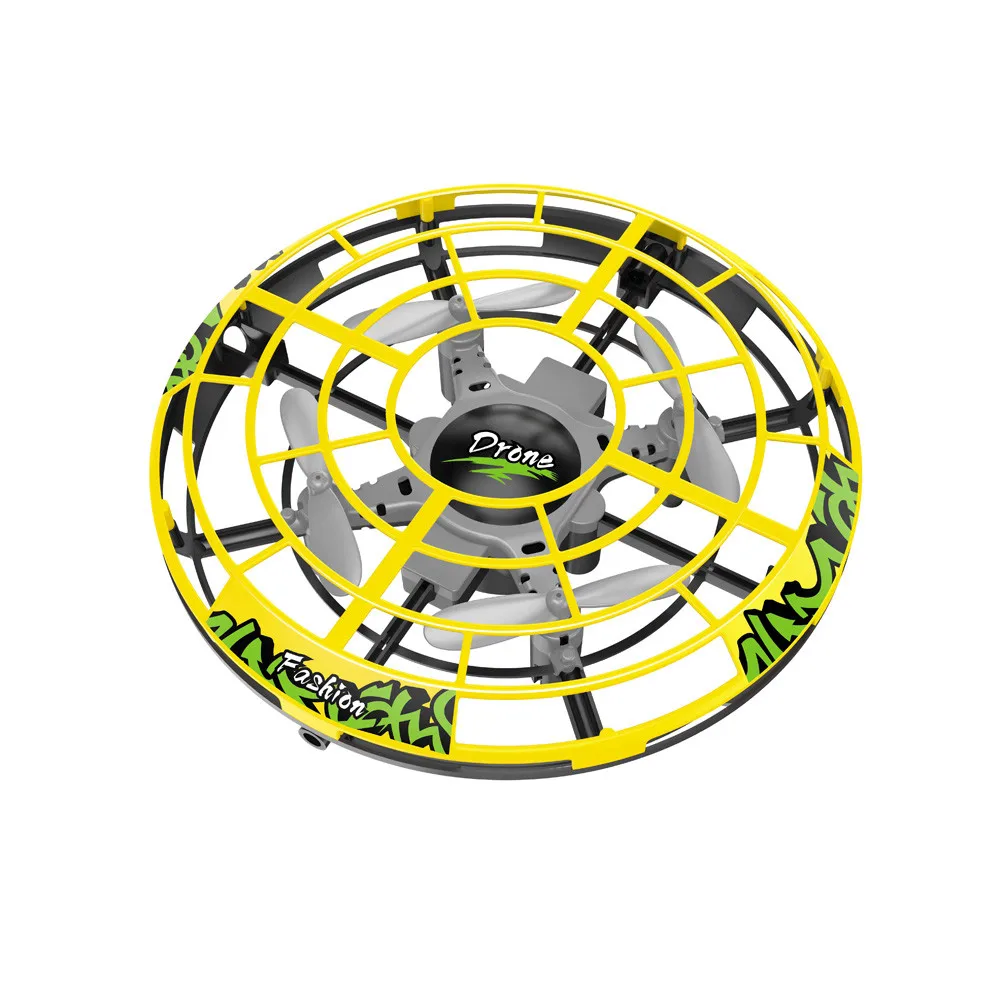Рук Летающий НЛО Вертолет игрушка ручной интеллигентая(ый) индукции беспилотный Радиоуправляемый летательный аппарат-Квадрокоптер на дистанционном управлении Вертолет Дистанционное Управление игрушки для детей - Цвет: yellow