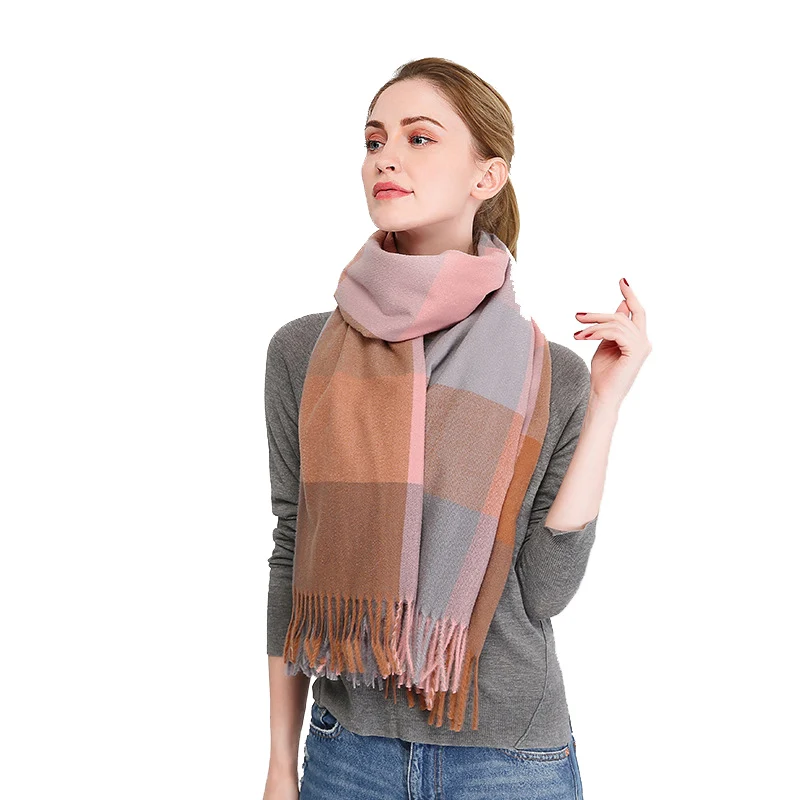 Visrover классический плед Зимний дизайнерский шарф для женщин роскошный бренд шлейф пончо Шерсть Кашемир шарфы теплая накидка большого размера