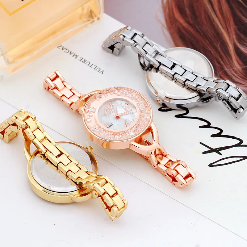 

New Hot Sale Women's Fashion Clocks Stainless Steel Band Analog Quartz Round Wrist Watches Relogio Feminino Dropshipping #E