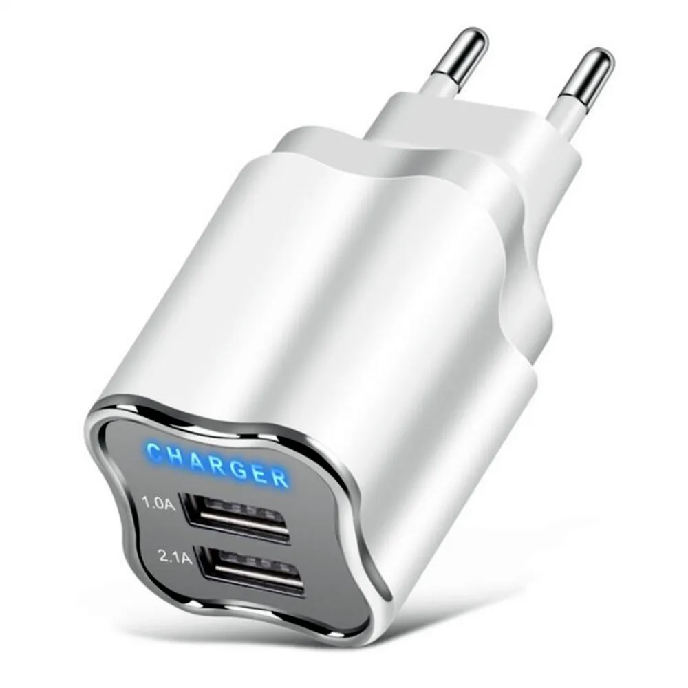 

Universal 2 Ports USB Charger LED Light Power Adapter Fast Charging Mobile Phone Micro USB Cables For Samsung Xiaomi EU/US
