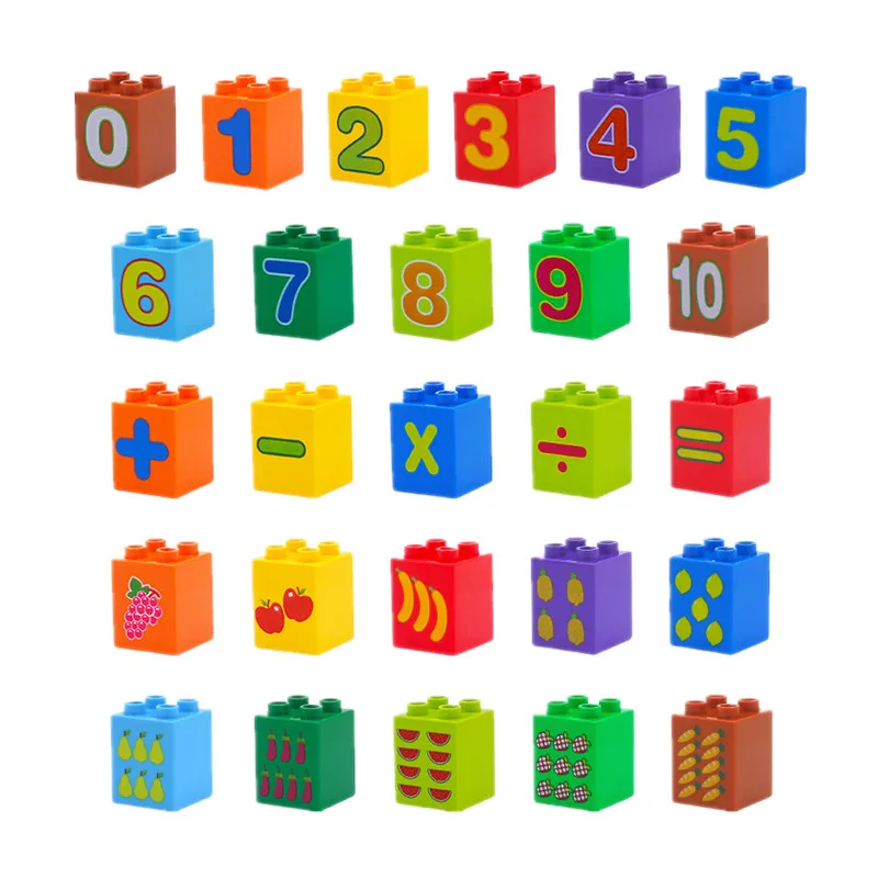 

26pcs Numbers or English Alphabets Letters Building Blocks 2*2 Large Blocks Compatible with Duplos
