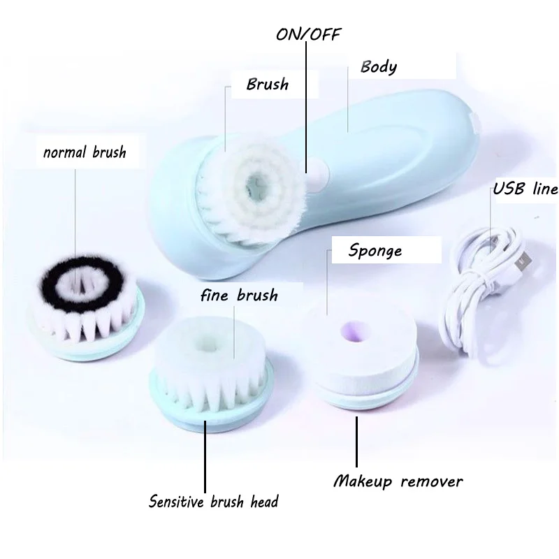 Звуковая электрическая кисть для очистки дица ультразвуковая щетка для кожи Силиконовая Чистка лица Вибрационный Массажный очиститель usb Перезаряжаемый