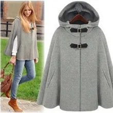 Британский бренд, пончо, осень-весна, Сплетница, серый, черный, с капюшоном, пальто, женский плащ, Casacos Femininos manteau femme