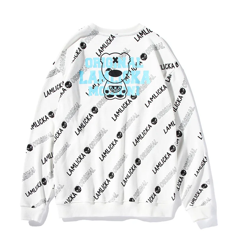 white Уличная одежда с принтом пуловер для мужчин с О-образным вырезом толстовки Модные мужские s хип хоп сезон осень-зима; розовый цвет Повседневные свитера большого размера HZ030 - Цвет: white