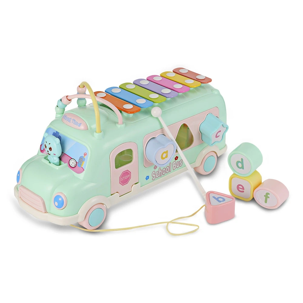 Baby Musical Toy Percussion Kid Music Instrument School Bus Toys Piano Matching Blocks kid Early Learning Educational Fun Toy (8)