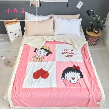 

Two Size Chi-bi Maruko Anime Blanket Plush Velvet Warm Decoration Soft Bed Home Throw Sofa Blankets Unisex Gifts NEW