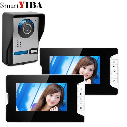 SmartYIBA 유선 모니터 비디오 초인종, 도어 폰 비디오 인터콤, 보안 야간 투시경, 1 카메라 1 ~ 2 모니터 시스템, 7 인치 2