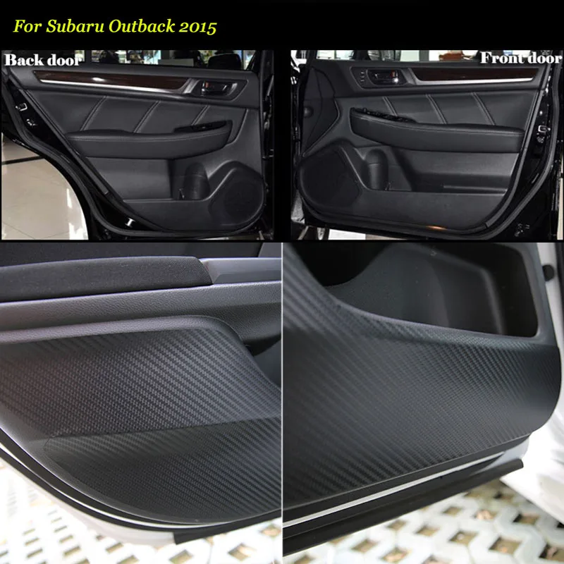 

4pcs New Interior Carbon Fiber Doors Side Edge Anti-kick Protection Pad Sticker For Subaru Outback 2015