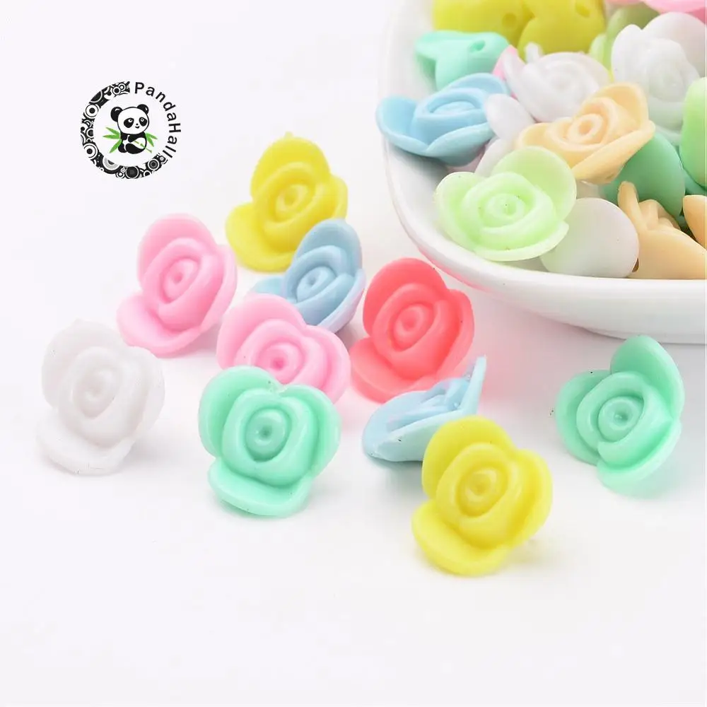 

Opaque Acrylic Beads, Plastic Flower Beads, Mixed Color, 15x15x8mm, Hole: 1.5mm