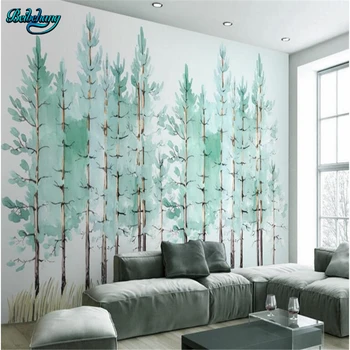 

beibehang Large Custom Wallpaper Mural Modern Fashion Mint Green Fresh Woodland Background Wall Mural