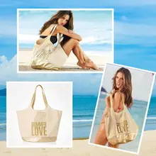 6 шт./лот, Женская холщовая спортивная сумка, высокое качество, брендовая Большая вместительная бронзовая пляжная сумка, Холщовая Сумка