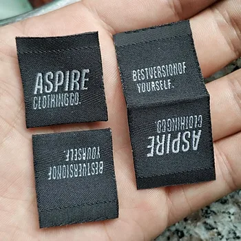 

1000PCS , 5.5 * 2.5 cm Custom middle fold Black damask polyester cloth woven label