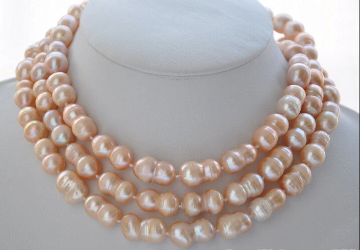 

FREE shipping>>>>>NATURAL 50" 20mm PINK peanut DOUBLE BAROQUE FRESHWATER PEARL NECKLACE Z5938