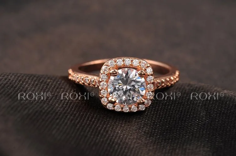 Roxi 18k White Gold Plated Elegant Platinum Round Square Wedding