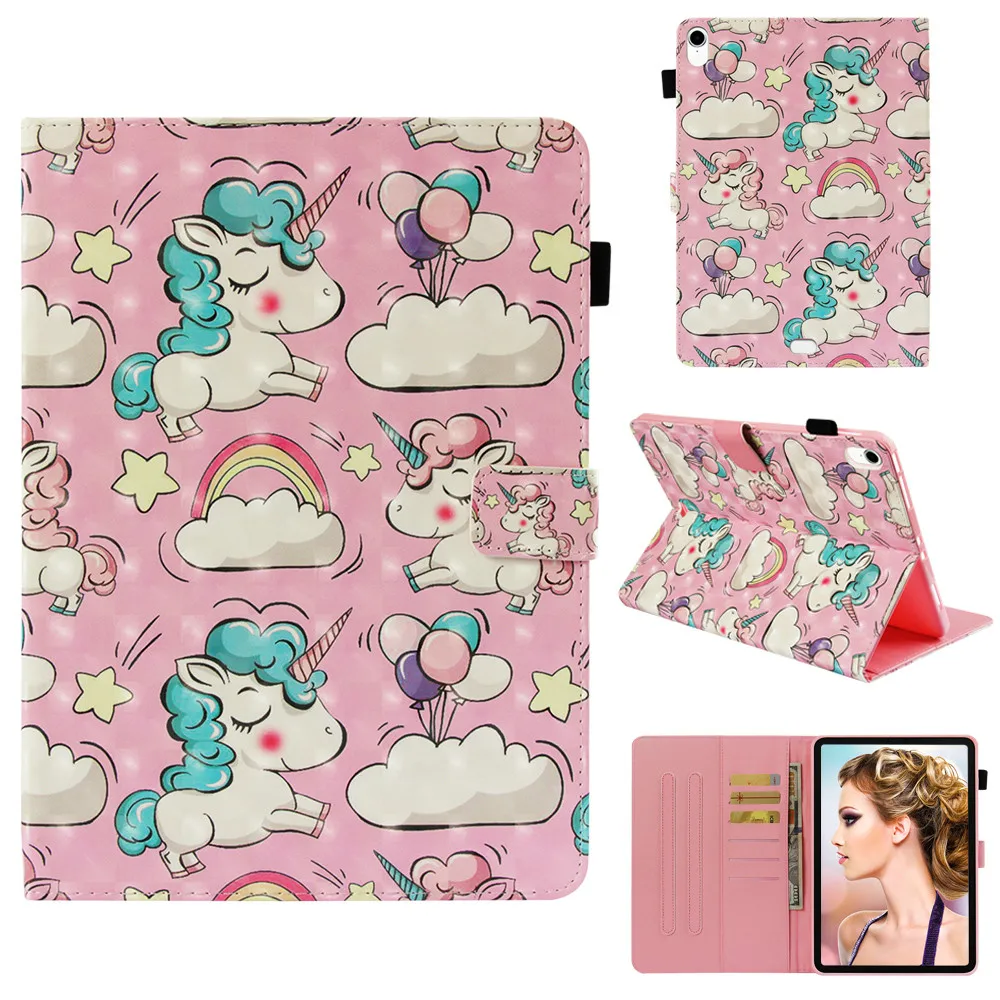

Cute Leather Folio Flip Case for for iPad Pro 11'' (2018) Card Slots Cash Wallet Case Smart Cover PU Leather Protective Sleeve