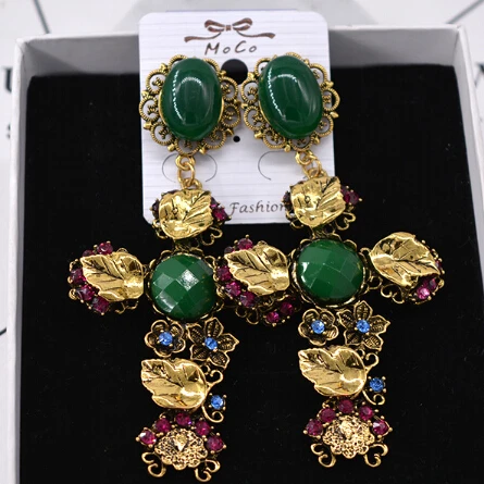 Женские винтажные серьги подвески в стиле барокко|baroque cross earrings|dangling earrings for