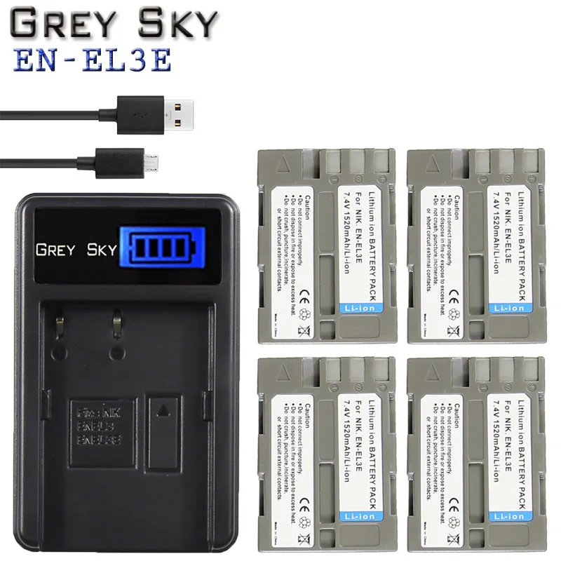 

EN-EL3e EN EL3e ENEL3e 1520mAh Camera bateria Batteries AKKU + LCD USB Charger For Nikon D30 D50 D70 D90 D70S