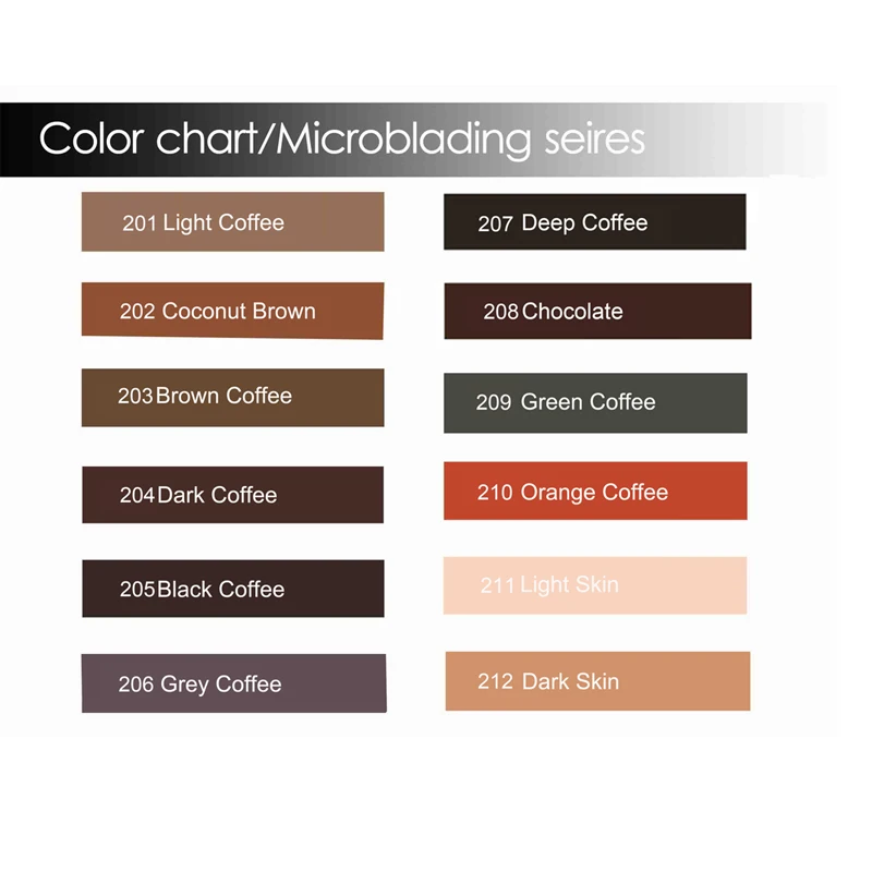 Professional 12 Colors Microblading Eyebrow Pigments Permanent Makeup Ink Microblade Micro-pigment Brown Coffee Tattoo Supplies
