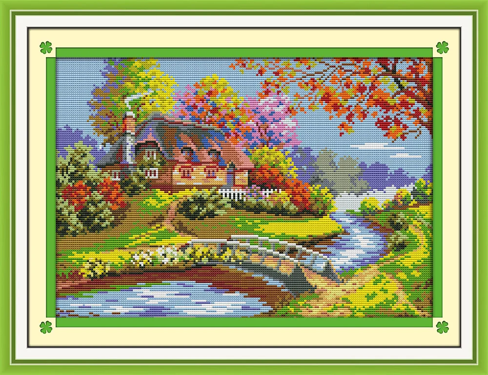 

Beautiful Country house Canvas DMC Counted Cross Stitch Kits printed Cross-stitch set Embroidery Needlework