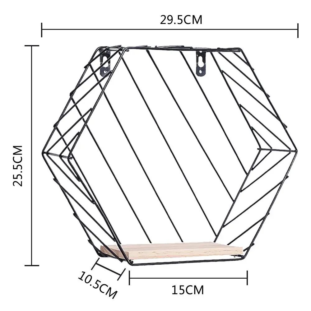 Железные декоративные полки с шестигранной сеткой настенная полка комбинированная подвесная геометрическая фигура аксессуары для украшения дома
