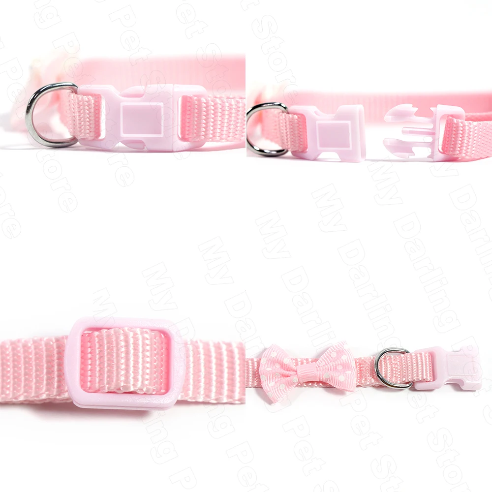 Adjustable Cat Collar for Small Dogs Necklace Pink Quick Release Nylon Collars Puppy Kitten Breakaway Bowknot Pet Collar MP0044