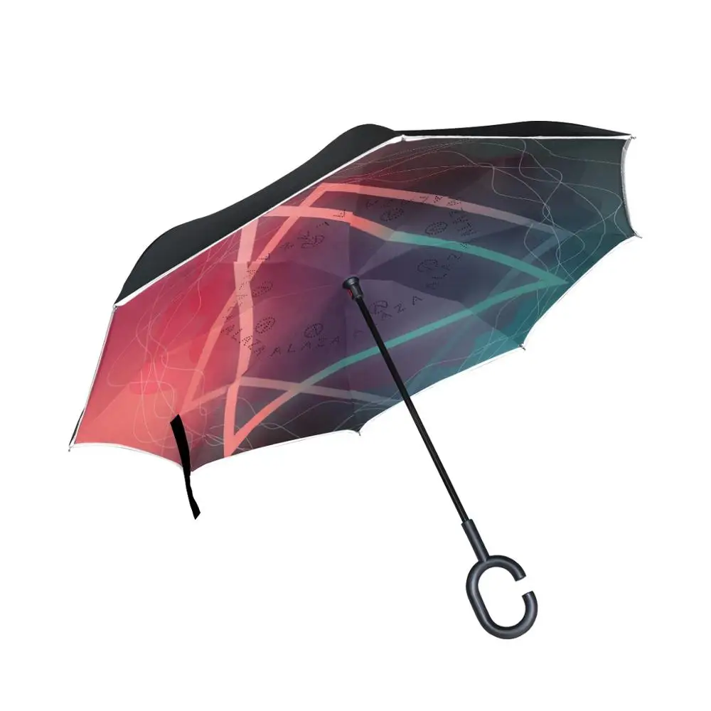 

Susino Triangle And Red Line Reverse Umbrella Rain Umbrella Lady Car Umbrella Free Hands UV Protection Stick Inverted Umbrella