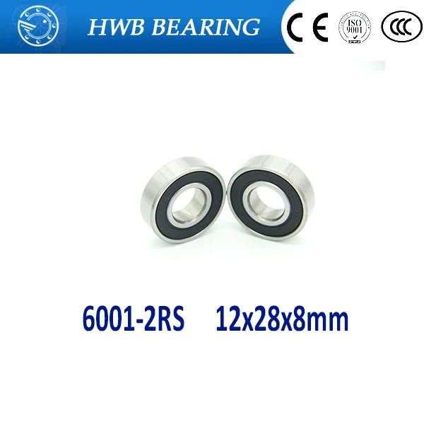 Free shipping 6001 2RS 6001 RS deep groove ball bearing 12x28x8mm for ...