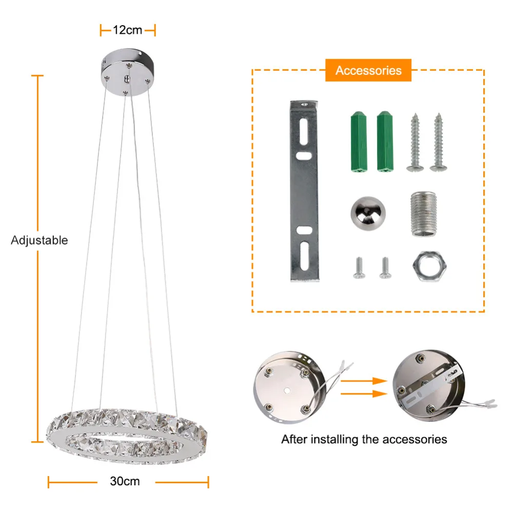 Кольцо современный светодиодный хрустальный светильник подвесной светильник, 30 Вт, 40/50 см Освещение в гостиную ресторан светильник светодиодный хрустальный подвесной светильник блеск