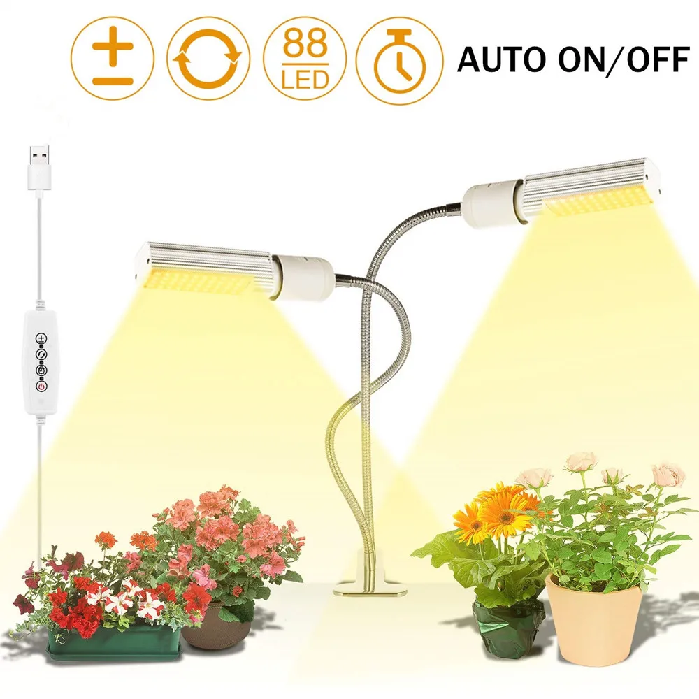 

Grow Light for Indoor Plants 45W 50W 60W USB LED Grow Lamp Auto On/Off 3 6 12 Timer 6 Dimmable Levels Full Spectrum Gooseneck