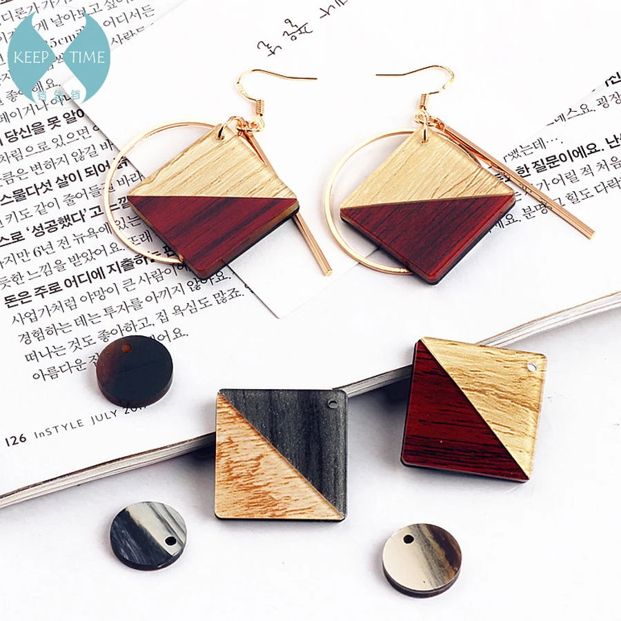 

DIY accessories square plate wafer lines earbob pendant Pendant Earrings acetate material